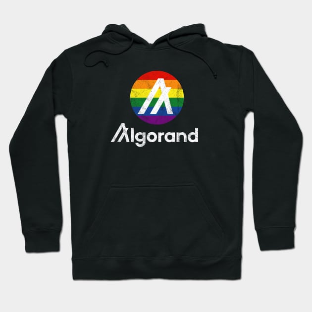 Algorand ALGO Crypto Coin Rainbow Circle Vintage Hoodie by TGKelly